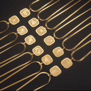 Gold Square Zodiac Pendant Necklace