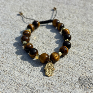 Guardian’s Gaze – Tiger’s Eye Hamsa Protection Bracelet