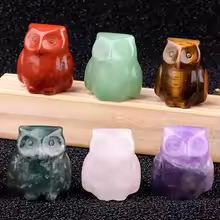 Natural C Stone Owl Figurine - 1 inch